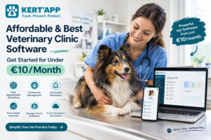 Affordable veterinary clinic software for under €10 per month with pet records, appointment scheduling, and health tracking vet clinic